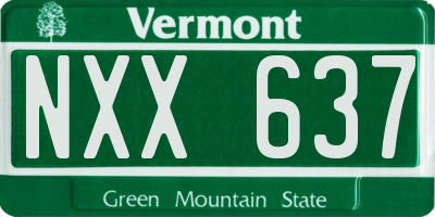 VT license plate NXX637
