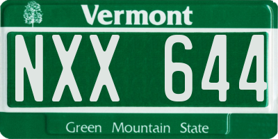 VT license plate NXX644