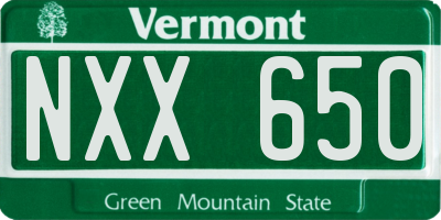 VT license plate NXX650