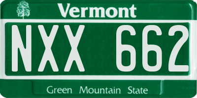 VT license plate NXX662