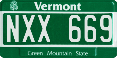 VT license plate NXX669