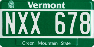 VT license plate NXX678