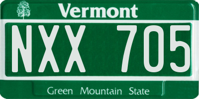 VT license plate NXX705