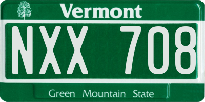 VT license plate NXX708