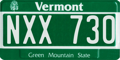 VT license plate NXX730