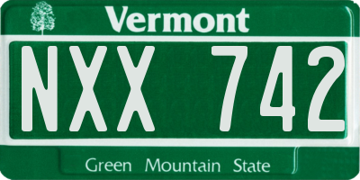 VT license plate NXX742