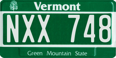 VT license plate NXX748