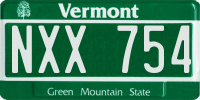 VT license plate NXX754