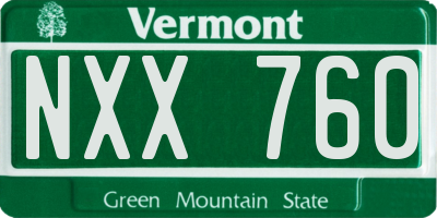 VT license plate NXX760