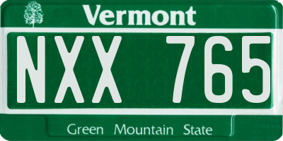 VT license plate NXX765
