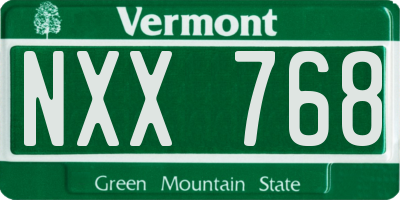 VT license plate NXX768