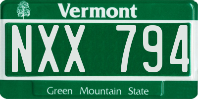VT license plate NXX794