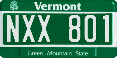 VT license plate NXX801