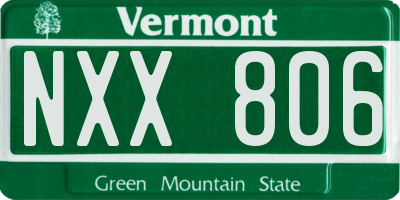 VT license plate NXX806