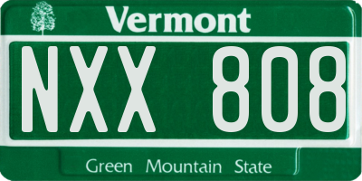 VT license plate NXX808