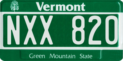VT license plate NXX820