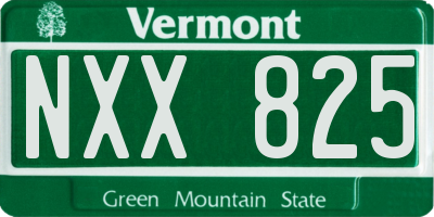 VT license plate NXX825