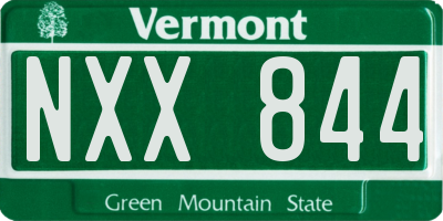 VT license plate NXX844