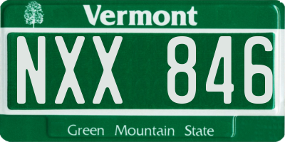 VT license plate NXX846