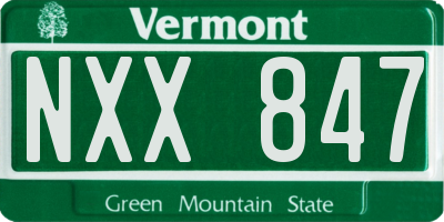 VT license plate NXX847