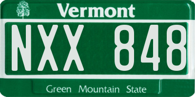 VT license plate NXX848
