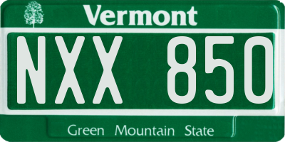 VT license plate NXX850