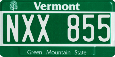 VT license plate NXX855
