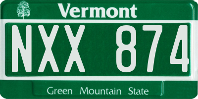 VT license plate NXX874