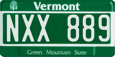 VT license plate NXX889