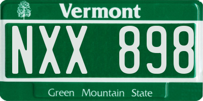 VT license plate NXX898