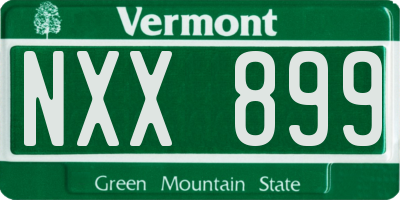 VT license plate NXX899