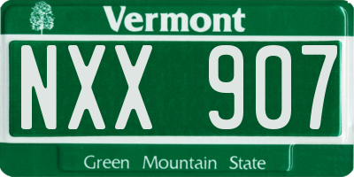 VT license plate NXX907