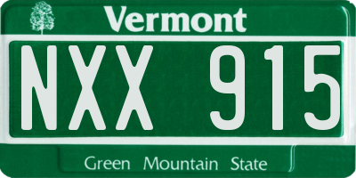 VT license plate NXX915