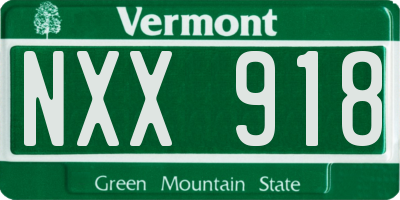 VT license plate NXX918