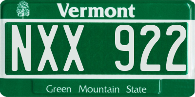 VT license plate NXX922