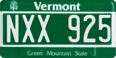 VT license plate NXX925