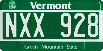 VT license plate NXX928