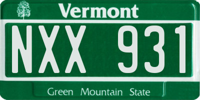 VT license plate NXX931