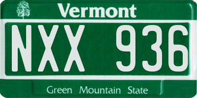 VT license plate NXX936