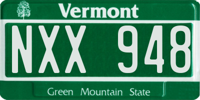VT license plate NXX948