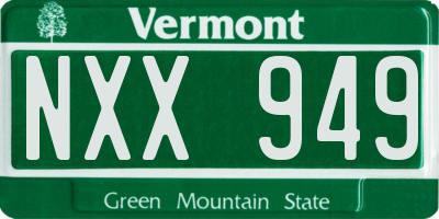 VT license plate NXX949
