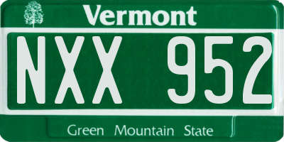 VT license plate NXX952