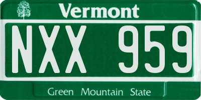 VT license plate NXX959