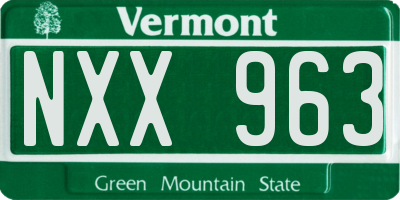 VT license plate NXX963