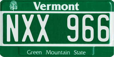 VT license plate NXX966