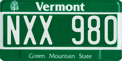 VT license plate NXX980