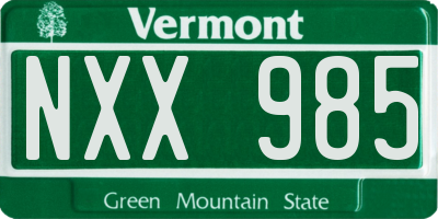 VT license plate NXX985