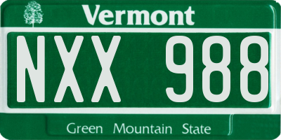 VT license plate NXX988