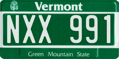 VT license plate NXX991