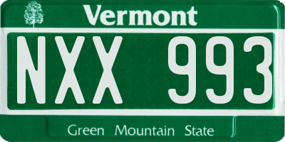 VT license plate NXX993